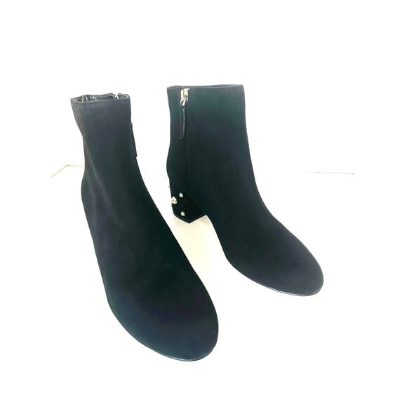 Kate Spade Taraji Faux Pearl Suede Block Heel Booties Black 9 Women Ankle Boots - Picture 12 of 12